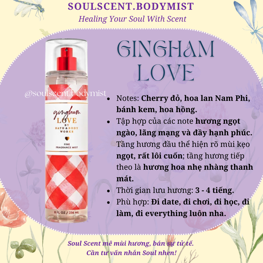 GINGHAM LOVE Body mist xịt thơm nước hoa toàn thân Bath & Body Works (AUTH Mỹ) | Soul Scent