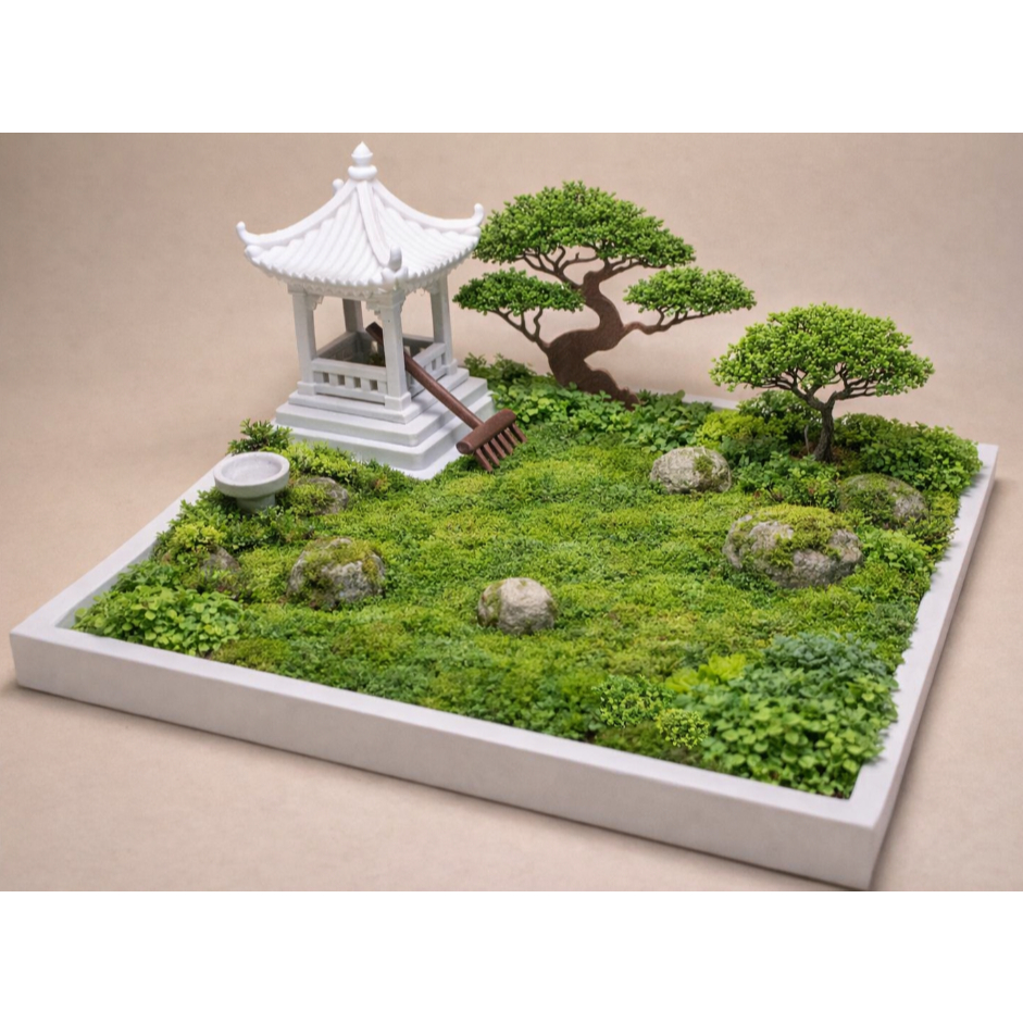Khay Tiểu Cảnh Terrarium 17x17cm – Đế Diorama Trưng Bày Mô Hình, Khay Bonsai Mini, Trang Trí Bàn Làm