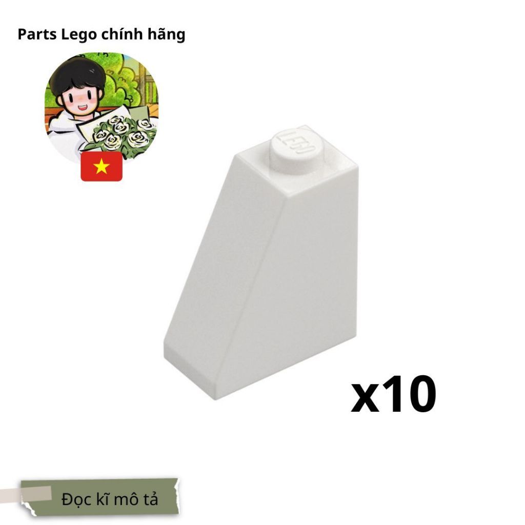 Gạch LEGO - 10 mảnh dốc màu trắng slope 1x2x2 (65°) chính hãng - mã: 60481 .