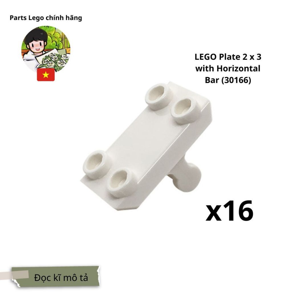 Gạch LEGO - 16 plate 2x3 trắng chính hãng - mã : 30166.