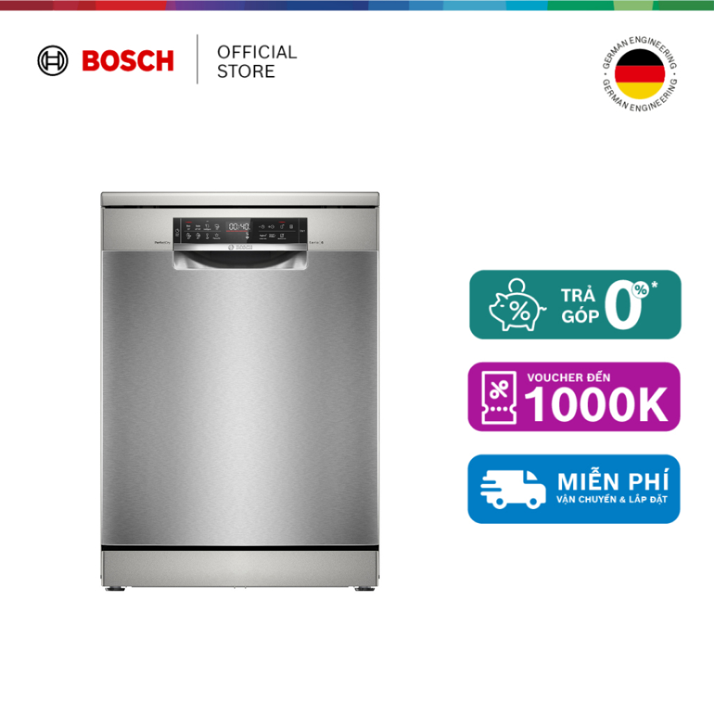 25.03 - 27.03 | Voucher Shopee lên đến 3tr | Máy Rửa Bát Bosch SMS6ZCI02P Sấy Zeolith, 14 Bộ - Series 6