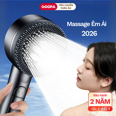 Vòi sen tăng áp 4 chế độ nước GOOPA massage giúp thư giãn, bộ lọc thông minh an toàn khi sử dụng