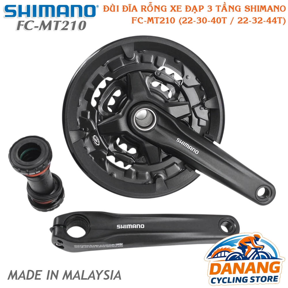 Đùi Đĩa (Giò Dĩa) Rỗng Xe Đạp 3 Tầng MTB SHIMANO FC MT210 – 22-30-40T / 22-32-44T (Chính Hãng)