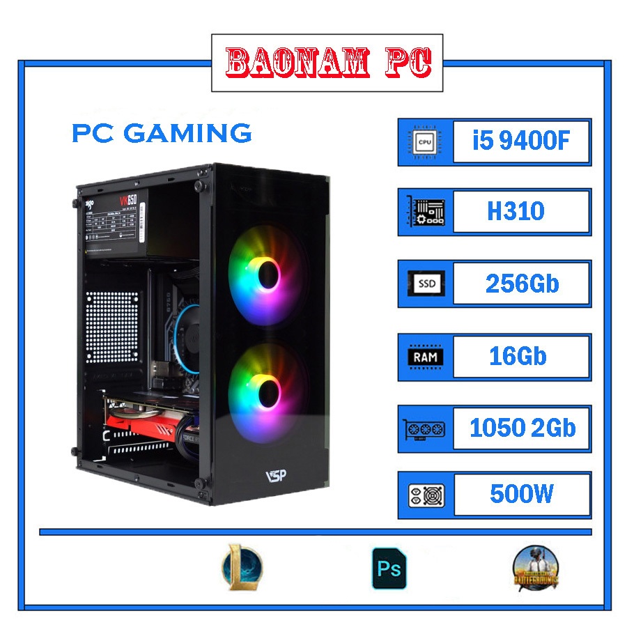 PC Gaming Core I5 9400F | Ram 16G | GTX 1660 Super 6G | NVME 256G