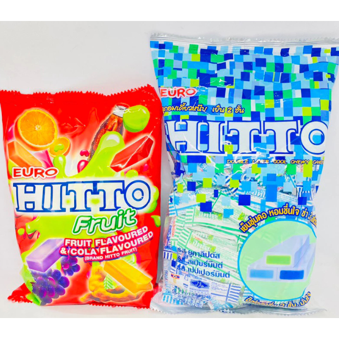 Kẹo mềm Euro Hitto vị bạc hà - vị trái cây gói 100 viên