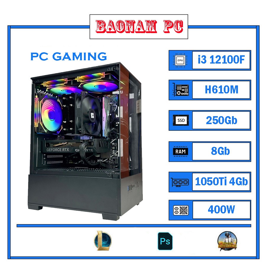 Bộ PC Gaming Core I3 12100F | RAM 16GB | 3060 8GB