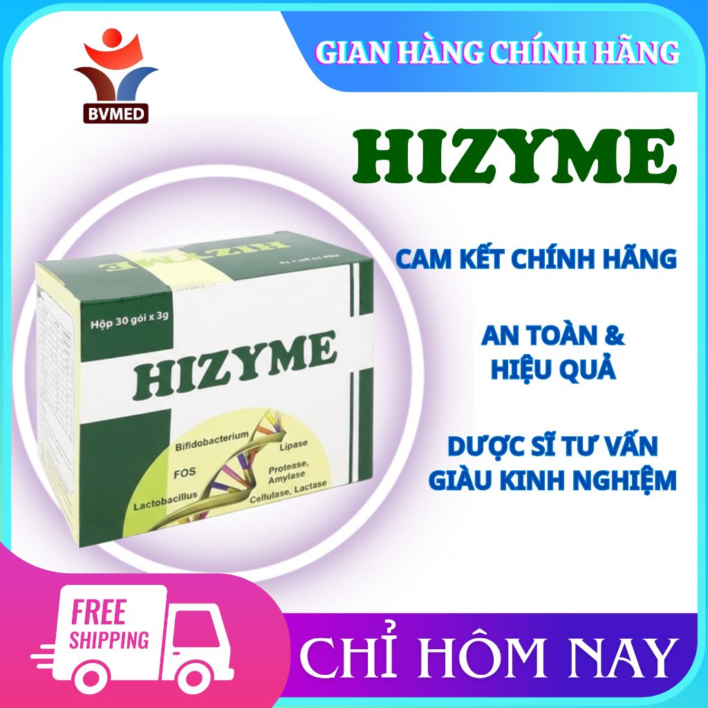 [CHÍNH HÃNG] Men tiêu hóa Hizyme - Giải pháp cho trẻ biếng ăn, kém hấp thu, táo bón - Hộp 30 gói