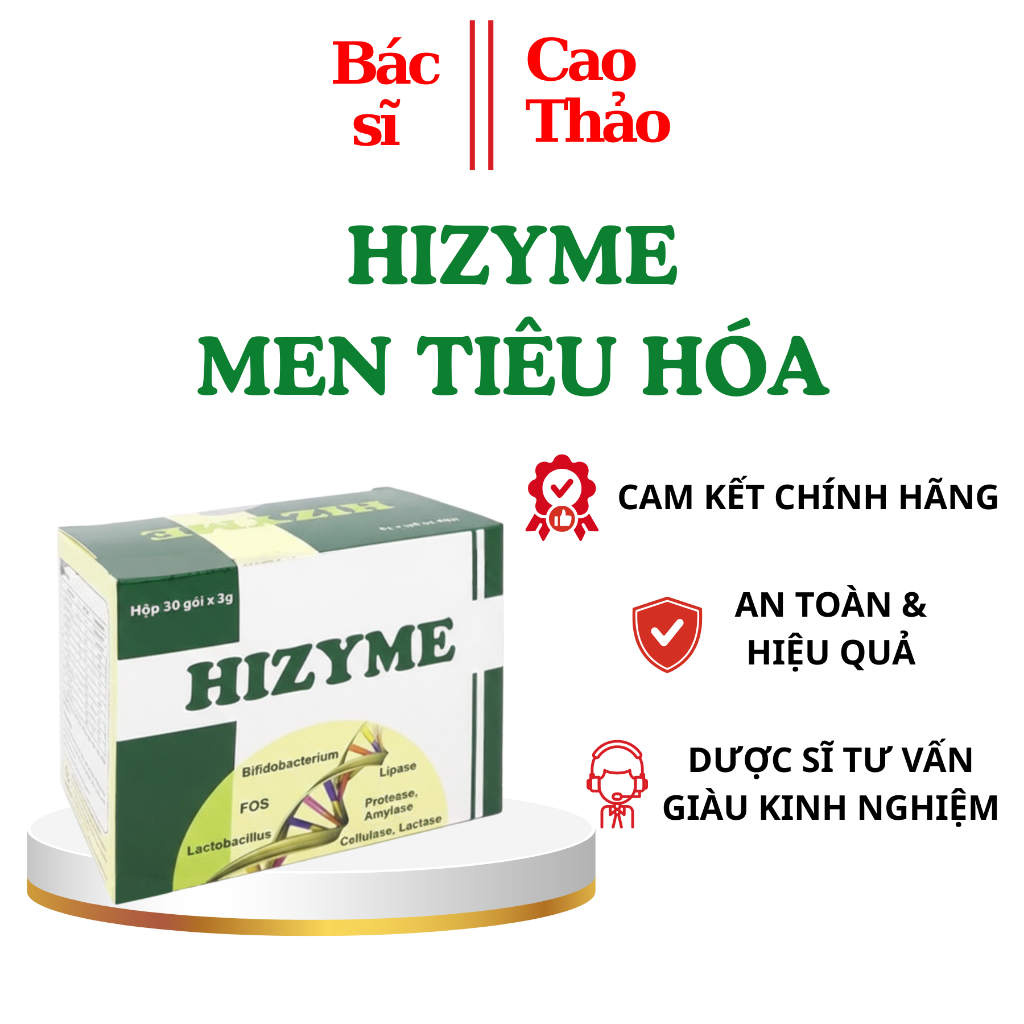 [CHÍNH HÃNG] Men tiêu hóa Hizyme - Giải pháp cho trẻ biếng ăn, kém hấp thu, táo bón - Hộp 30 gói