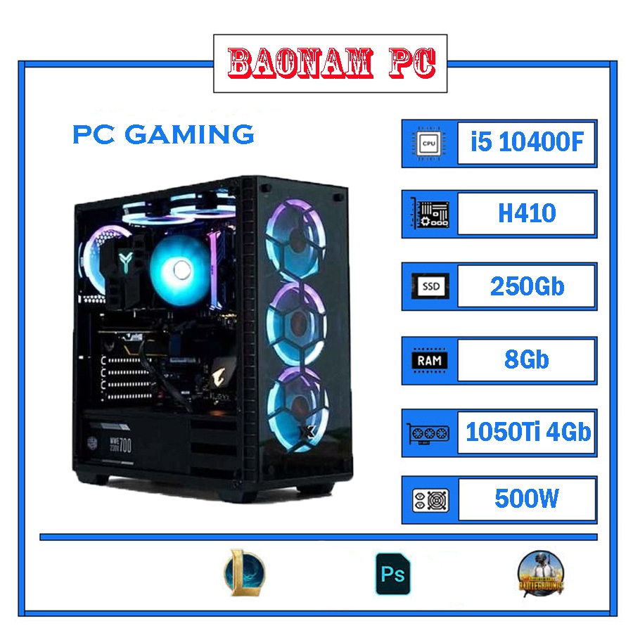 Bộ May Tính Chiến Game i5 10400F ,Main H410, Vga tùy chọn