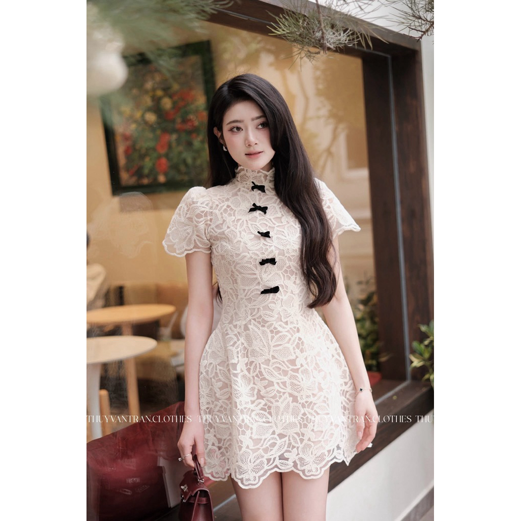 Váy ren đính nơ Bageo chuẩn TVT