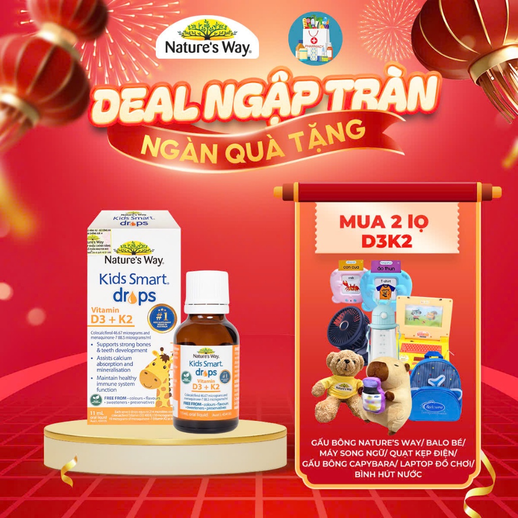 Nhập khẩu - Vitamin D3k2 Organic Nature's Way, D3K2 Cho Trẻ Sơ Sinh Với Thành Phần Hoa Hướng Dương O