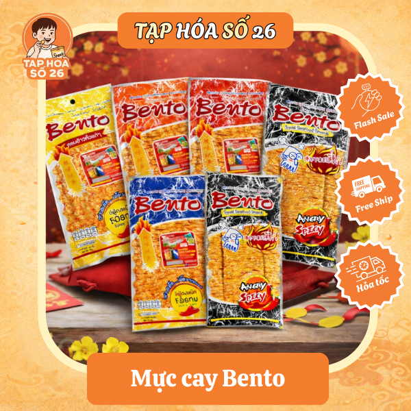 [Combo 6 gói] MỰC BENTO CAY | Gói To 22g, Gói Nhỏ 4g Đủ Vị