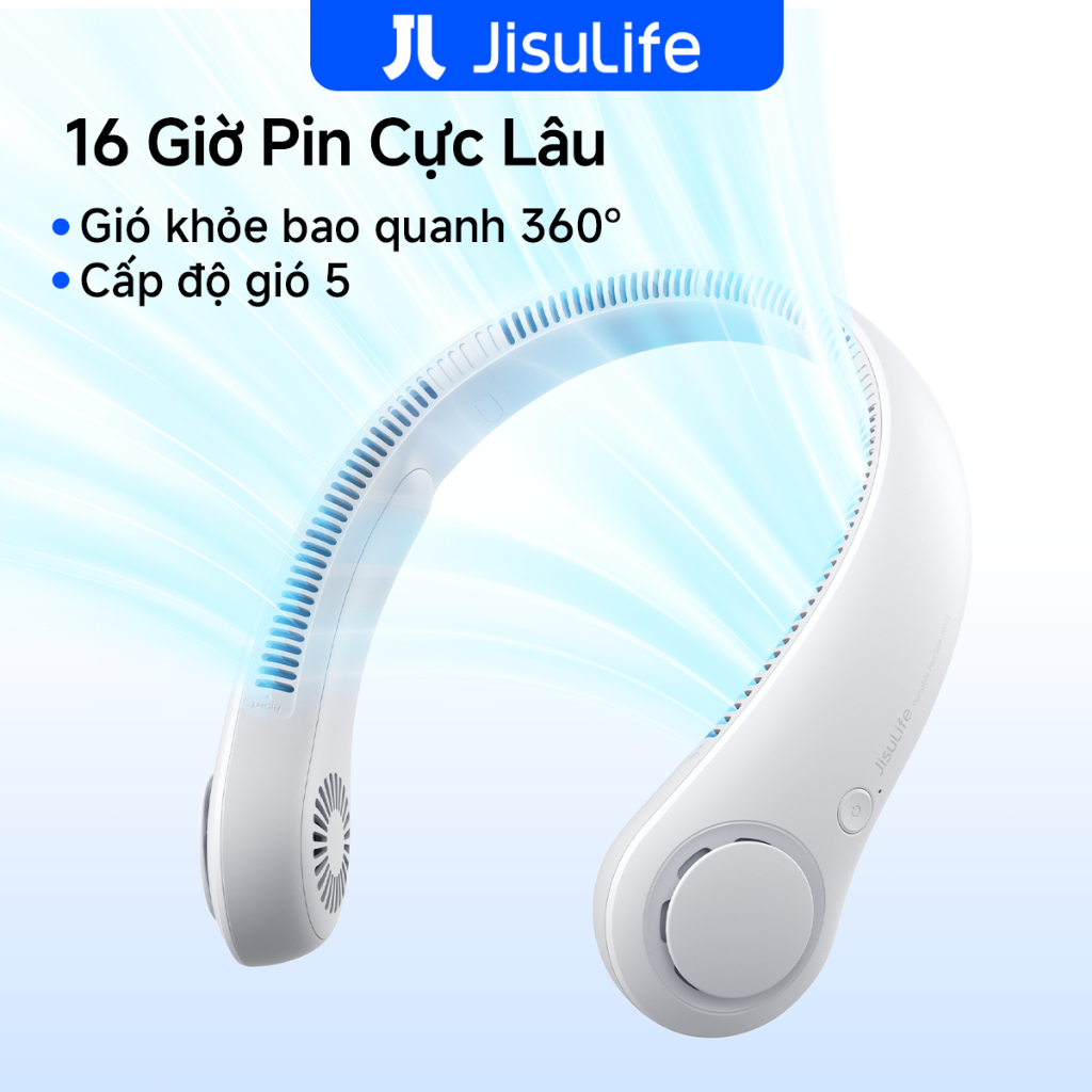JisuLife Neck Fan Plus Quạt Đeo Cổ Pin Trâu Dùng Lâu 3 Tốc Độ Nhẹ Gọn Tiện Mang Theo Du Lịch Hàng Ngày