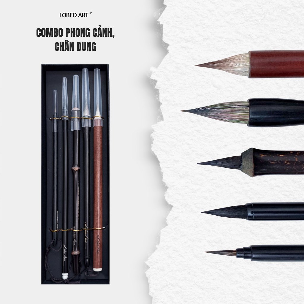 [LOBEO] Combo 5 cọ vẽ Lobeo Art - Set Phong cảnh, truyền thần