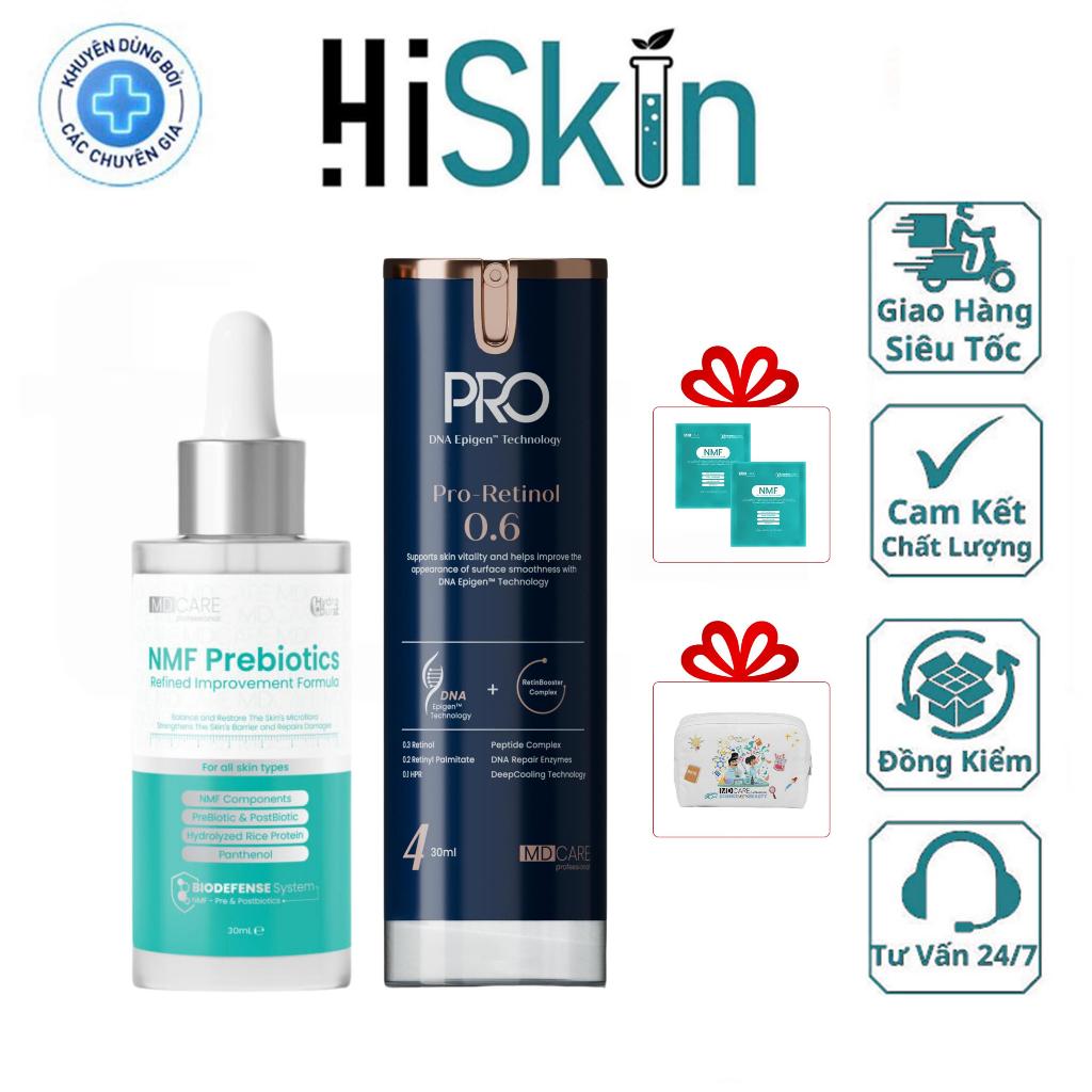 Combo phục hồi gồm Serum NMF Prebiotics MD Care 30ml, PRO-Retinol 0.6 MD Care 30ml