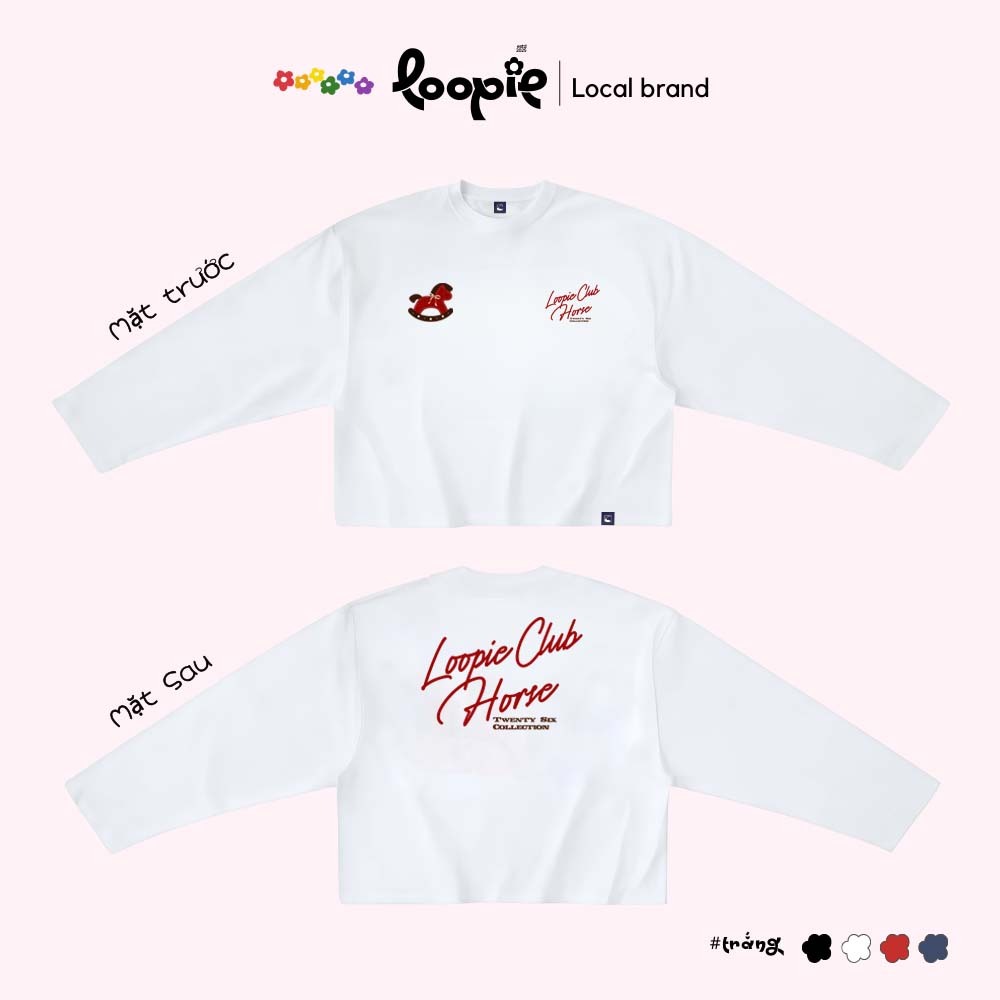 Áo Boxy Dài Tay LOOPIE CLUB BST160 Ngựa Con - Cotton 4 Chiều Mát Lạnh Che Nắng Mặc Hàng Ngày