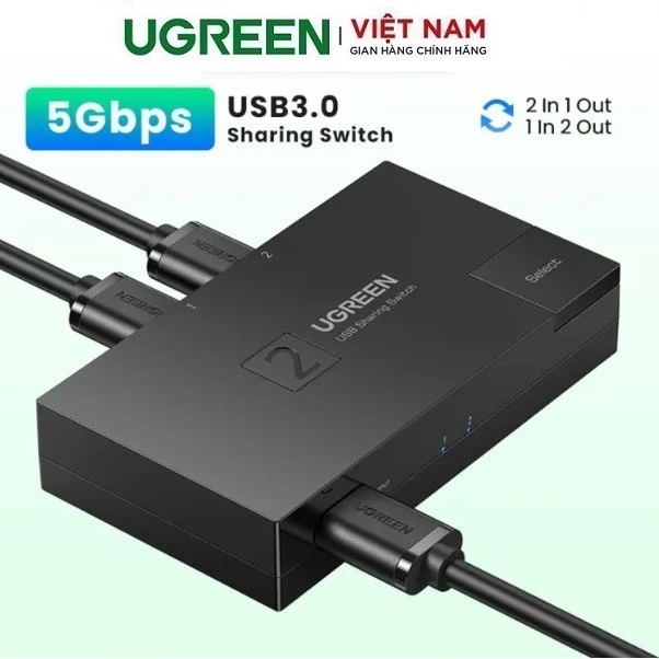 Bộ chia máy in 2 cổng cho 2 Máy Tính vào 1 máy in cao cấp Ugreen 30345 - Hàng Chính Hãng