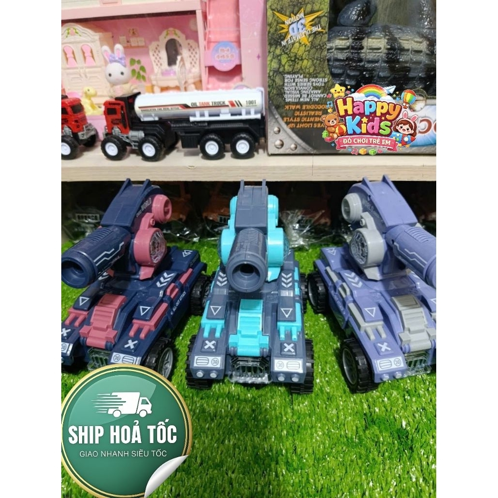 Xe Tăng Đồ Chơi Có Nhạc Đèn. Đồ Chơi Xe Chạy Pin . Đồ Chơi An Toàn . Happy Kids