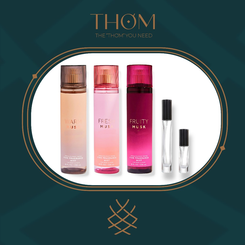 [10ML 33ML] FRUITY MUSK | FRESH MUSK | WARM MUSK | Xịt Thơm Toàn Thân Body Mist