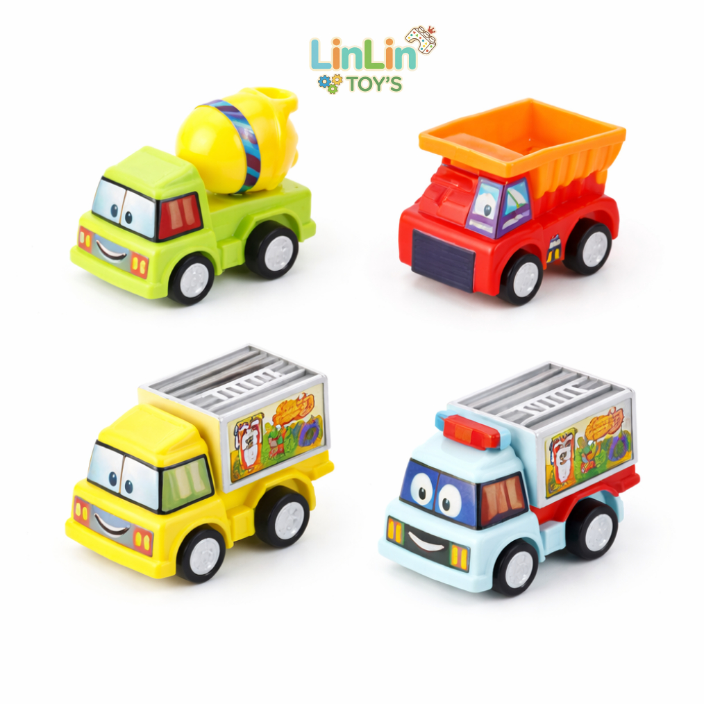 Combo 5 Xe Đồ Chơi Công Trình Mini Cho Bé , Xe Tải Xe Trộn Xe Cứu Hỏa Dễ Thương