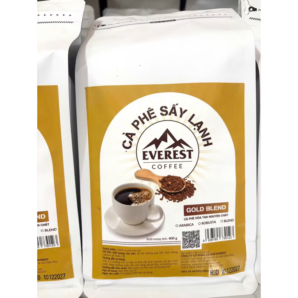 [TP HCM][Tặng 1 stick cafe sấy lạnh Robusta] Cafe sấy lạnh Everest Coffee Blend túi zip 400gram