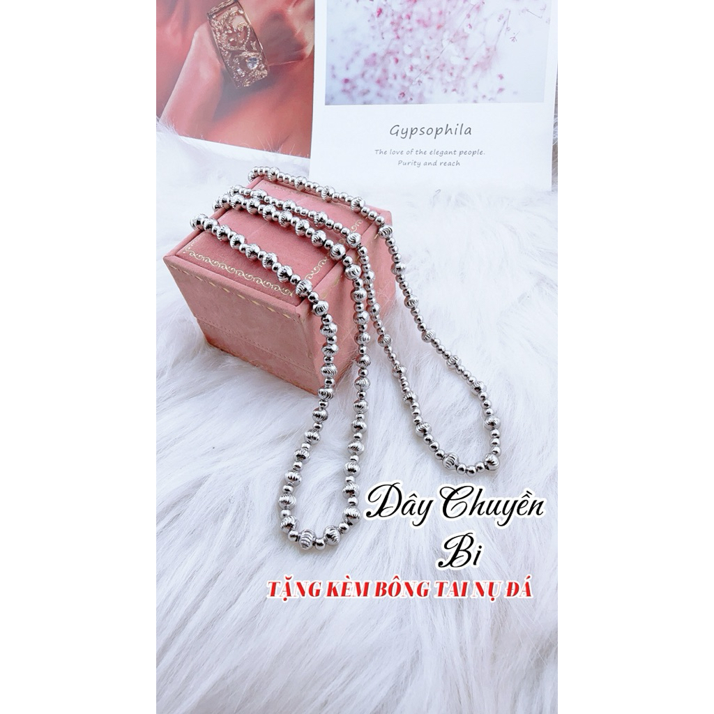 Dây chuyền Bi inox cao cấp, Bi lớn 6li phối cùng 3 viên bi nhỏ 3li. Inox không đen, độ dài 45 và 50.