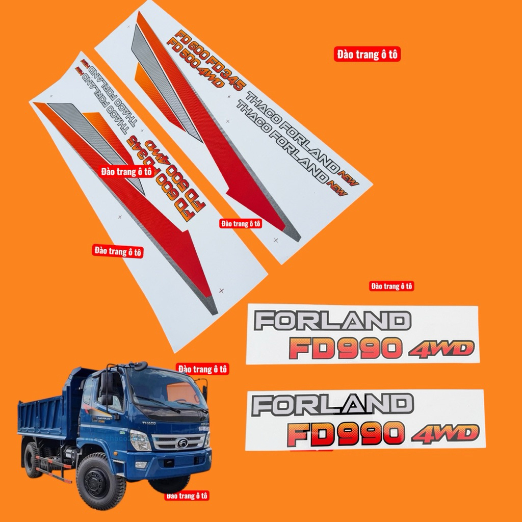 Bộ tem xe Thaco Forland FD 140 4wd teem xe ô tô Thaco Forland Fd140 FD990 FD120 FD850 FD500 FD600 4w