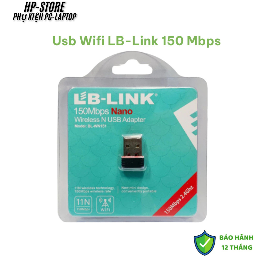 Usb wifi, usb thu wifi LBlink 151 nano, Thu sóng wifi tốc độ cao 150Mbps cho máy tính PC/Lap - BH12T