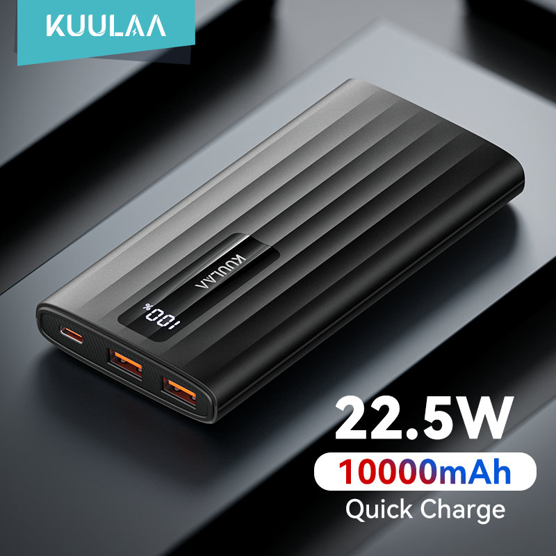 Kuulaa digital display PD22.5W 10000mAh portable fast charging power bank suitable for iPhone and An
