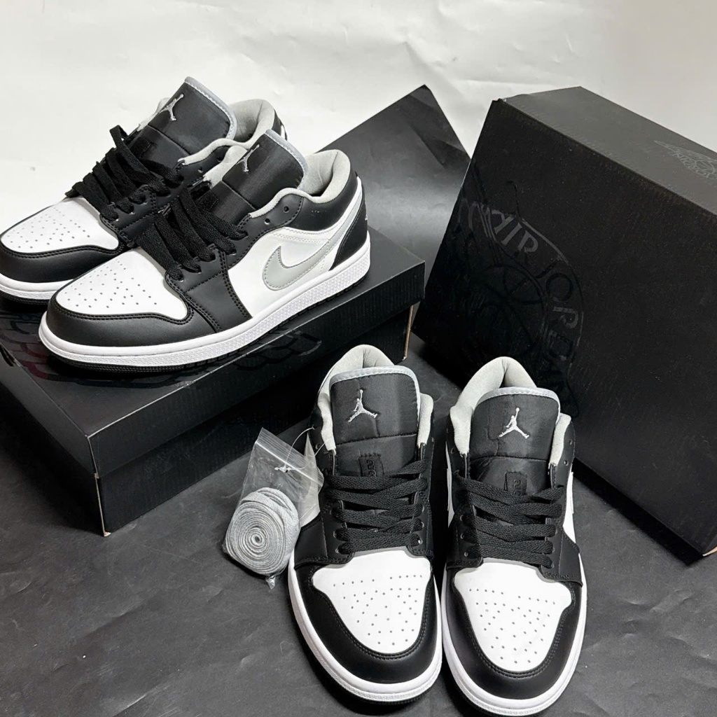Giày JD 1 Low Black White Grey – JD 1 Low Đen Trắng Xám, Sneaker Unisex Da Cao Cấp