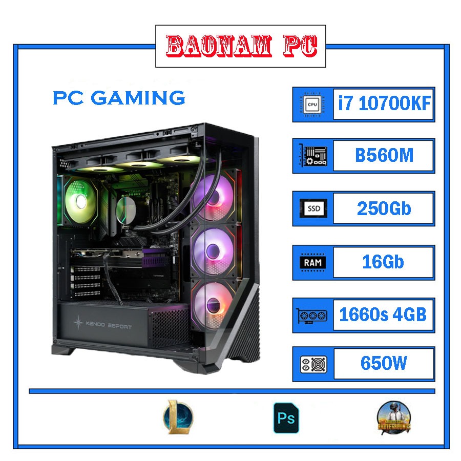 Bộ PC Intel Core i7 10700K | B560M | RAM 1x16GB | RTX 2070 6GB