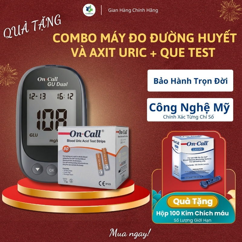 [Quà Tặng] Máy Đo Đường Huyết & Axit Uric Máy Test Tiểu Đường Tại Nhà Chính Hãng G114-11D