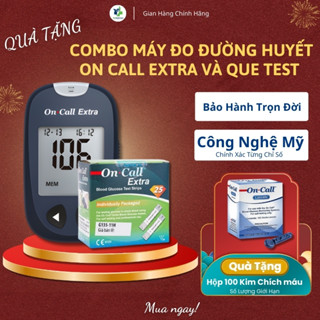 [Quà Tặng] Combo Máy Đo Đường Huyết On Call Extra Và Que Test Máy Test Tiểu Đường Tại Nhà Chính Hãng Bảo Hành Trọn Đời