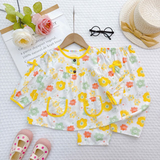 [10-44kg] Đã trừ hao rút, Bộ tole tay dài quần dài bé gái phom nơ tay chất đẹp [Tiệm nhà Châu Vy]