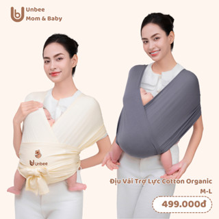 Địu vải cho bé sơ sinh UNBEE Cotton Organic 0-24 tháng - địu em bé sơ sinh trợ lực chống gù