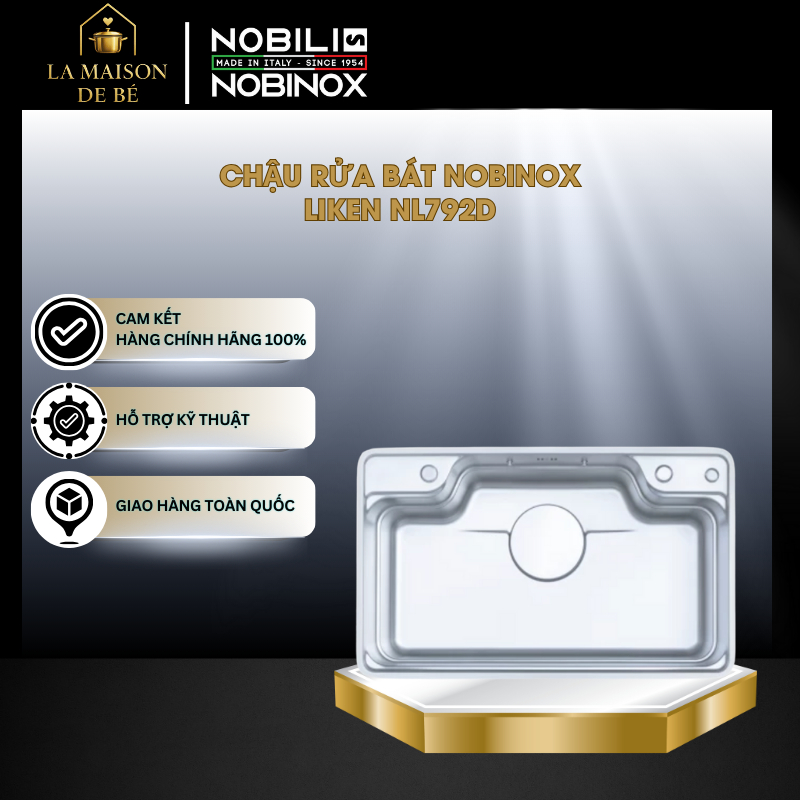 Chậu Rửa Bát Nobinox Liken NL792D - Inox AISI 304 Cao Cấp - Bề Mặt Hạt Linen Chống Xước - LMS