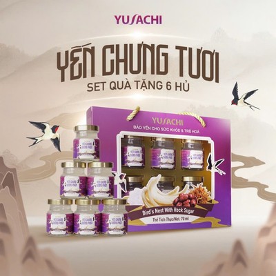 Hộp Quà 6 Hủ x 70ml Yến Tươi 30% Chưng Sẵn Yusachi Yến Khánh Hòa - Quà Tết Cao Cấp - Quà Biếu Tặng