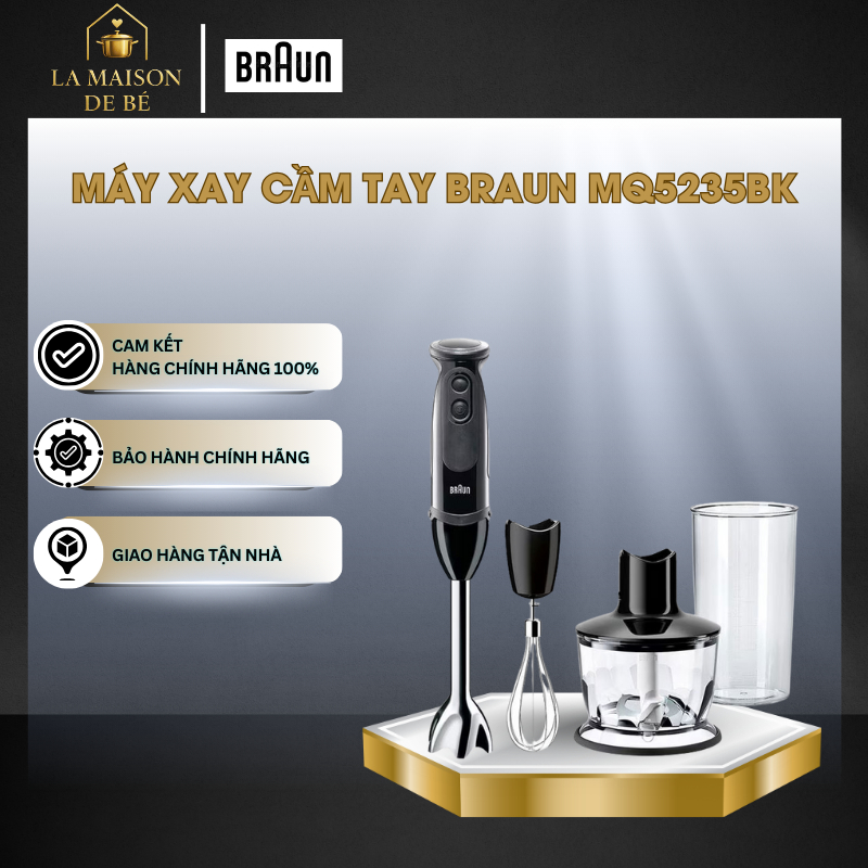 Máy Xay Tay Cầm Tay Braun MQ5235BK – Trục Xay Thép Không Gỉ Cao Cấp – Bảo Hành 24 Tháng – LMS