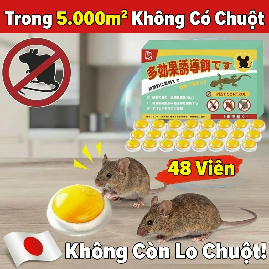 【Mua 1 Tặng 1】Nhà sạch không còn chuột 100%!🐭 Thuốc diệt chuột sinh học bả diệt chuột 1 hộp 24 viên