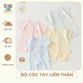 [Mẫu Mới 2026] Bộ Áo Cộc Tay 100% Cotton Họa Tiết Thêu Liền Thân Cho Bé - HT836