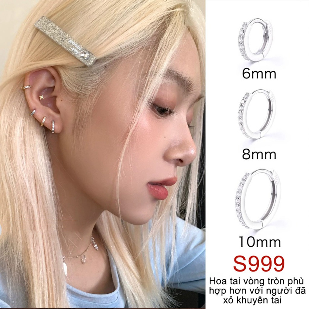 EAR PARTNER-Bông tai bạc 999, đá Zircon cấp AAAAA dành cho nữ, đính nửa viên kim cương, phụ kiện thời trang.