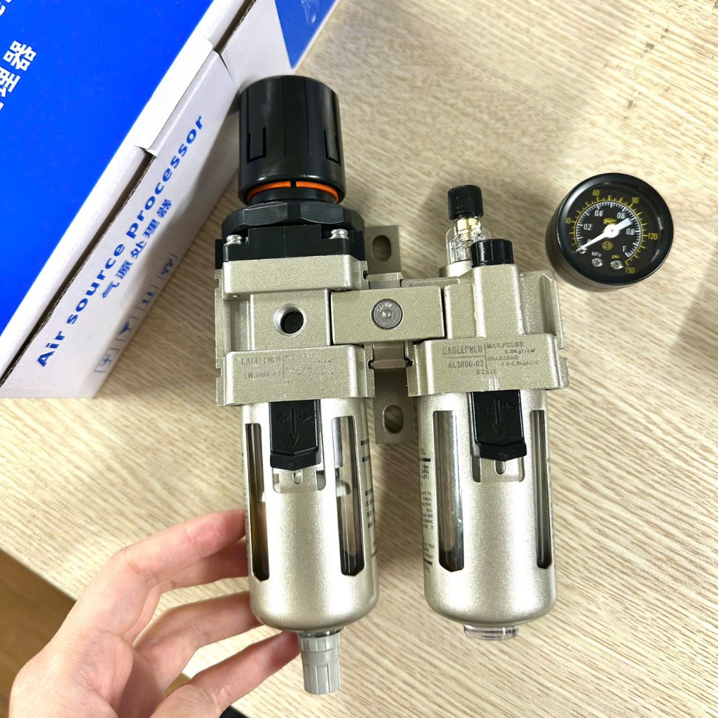 GIÁ XƯỞNG Bộ lọc đôi AC3010-03 gồm AW3000 và AL3000 kèm điều áp và đồng hồ chân ren 17 giá sỉ