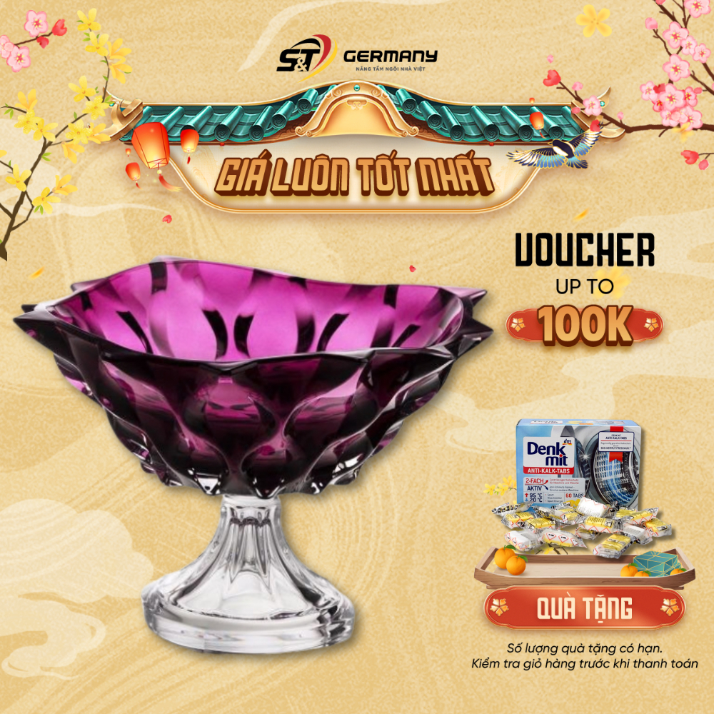 HCM Chân bồng pha lê Bohemia Samba màu tím 30,5cm GermanySnT 450053