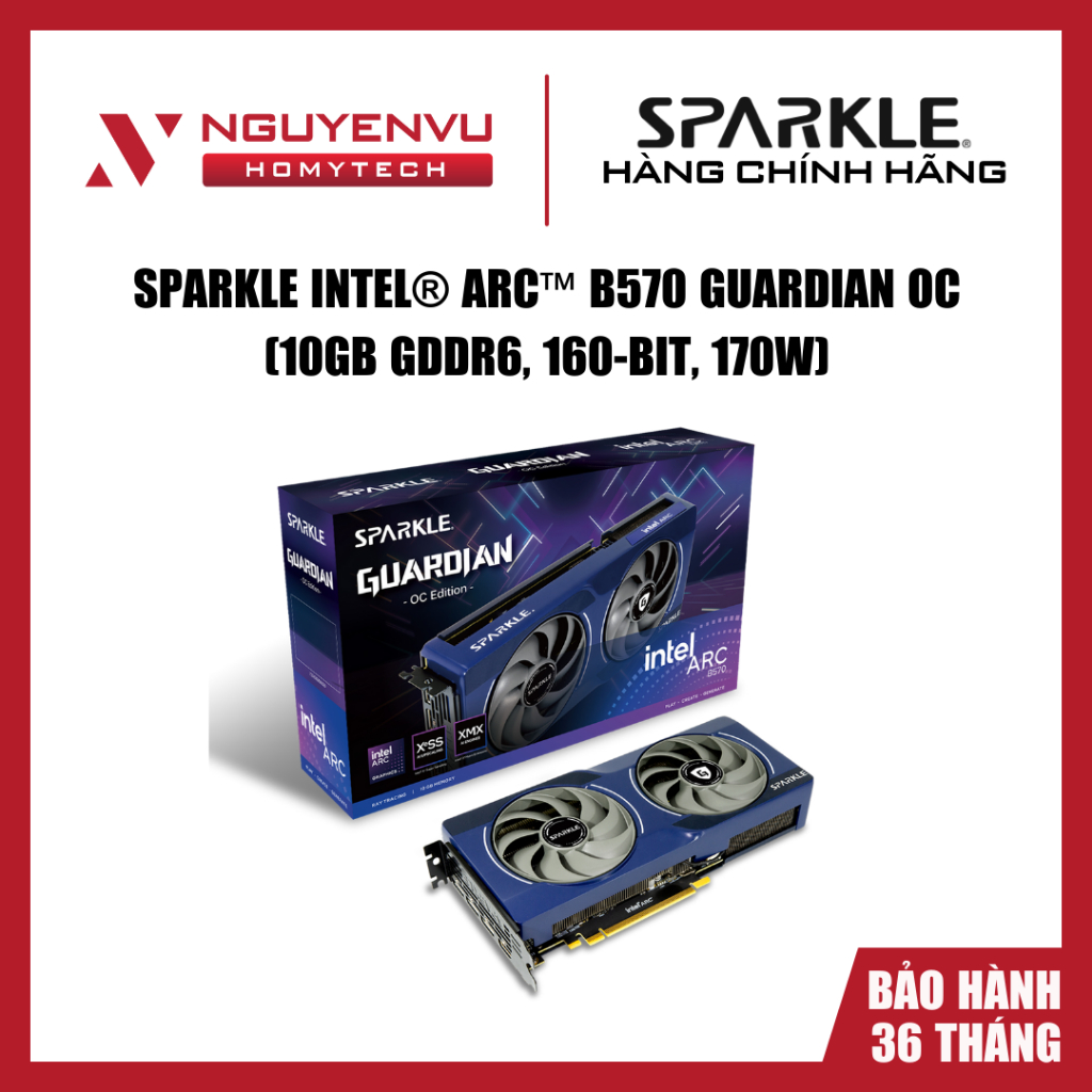 [FULL VAT] Card màn hình SPARKLE Intel Arc B570 GUARDIAN OC 10GB GDDR6, 160-bit, 170W - Hàng chính h