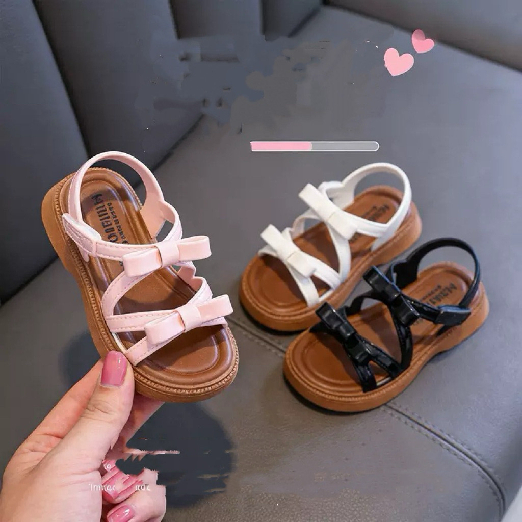 Sandal 2 nơ quai chéo cho bé gái từ 3 đến 10 tuổi chất liệu eva siêu nhẹ bền