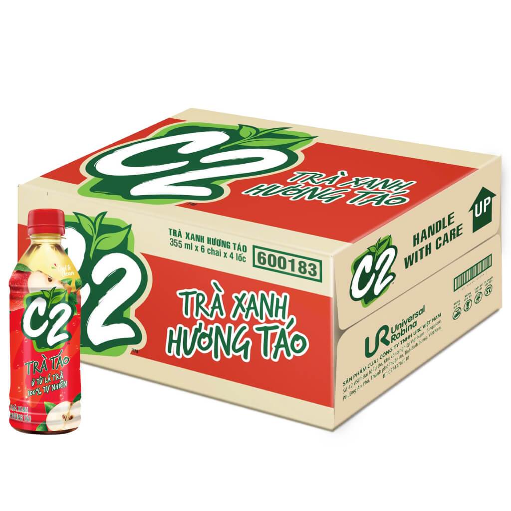 Thùng 24 chai trà xanh C2 hương táo 355ml