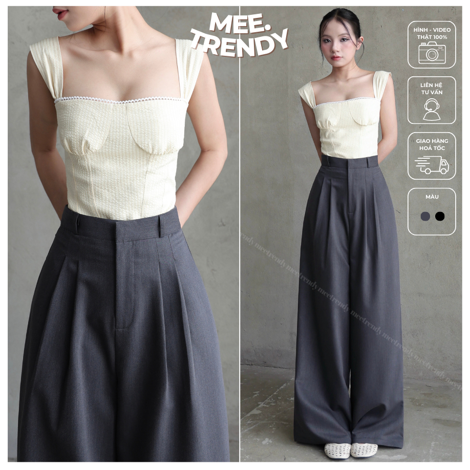 Quần Dài Ống Rộng Khoá Gài