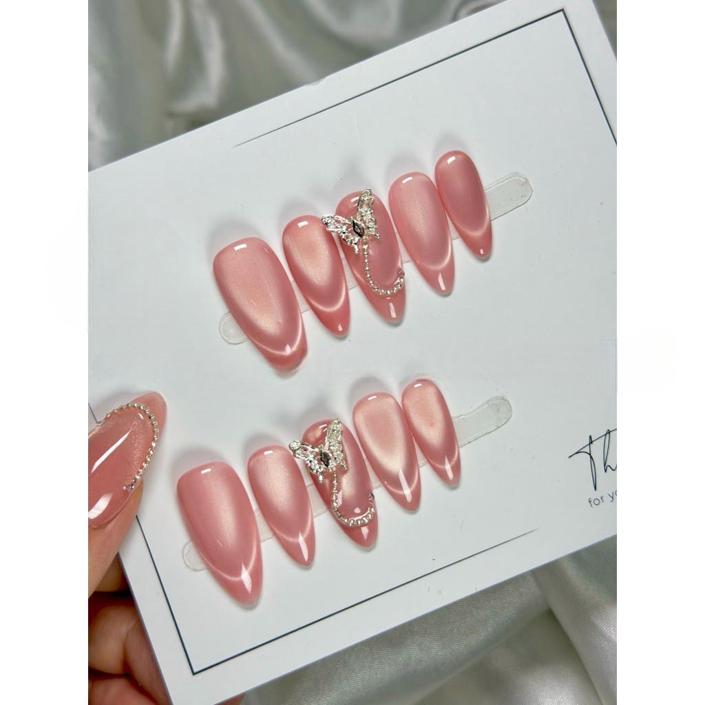 [Top Value] Nail Box Thiết Kế Mắt Mèo Ánh Hồng B164