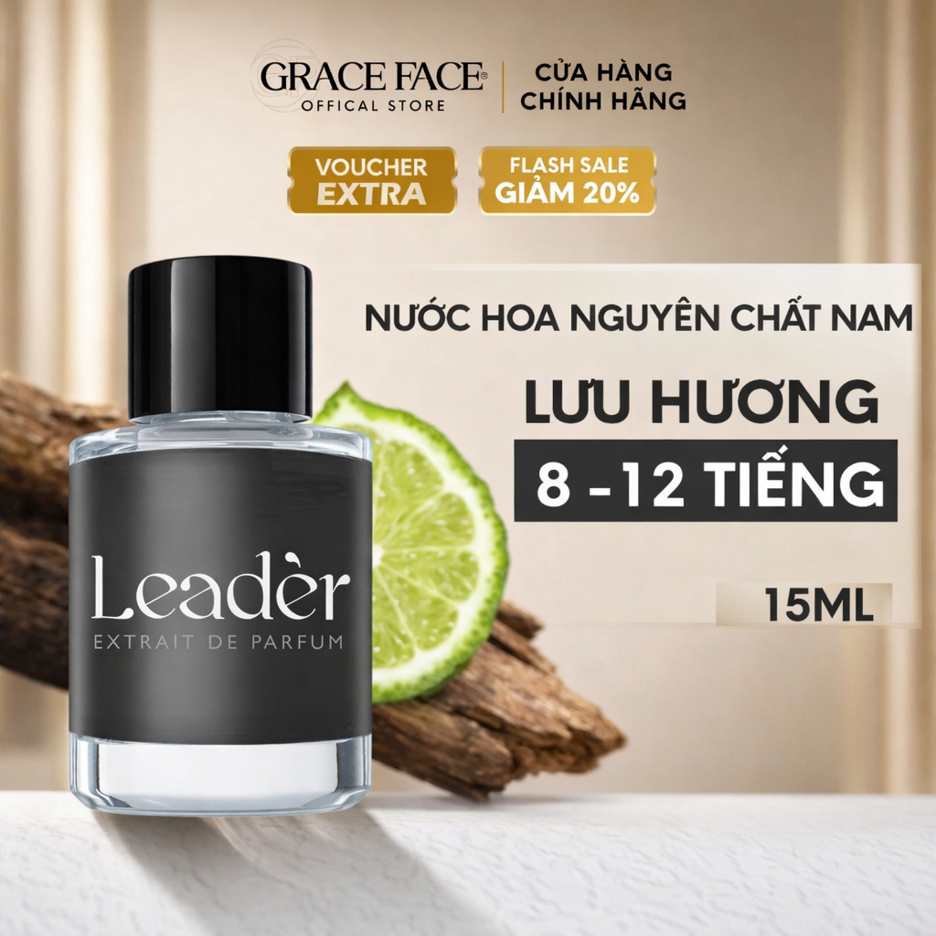 Nước hoa nguyên chất cho nam chính hãng Leader Parfum Grace Face Extrait De Parfum 15ml