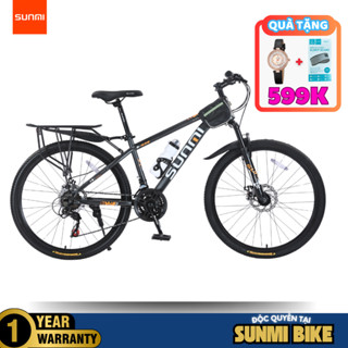 Xe Đạp Địa Hình Sunmi 21 Tốc Độ – Khung Thép Carbon, 3 Đĩa 7 Líp – Màu Xám – Tặng Full Phụ Kiện